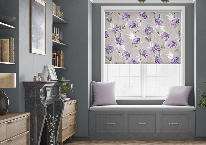 Floral (Blackout), Lilac - Twist&Fit Roller Blind - Image 3